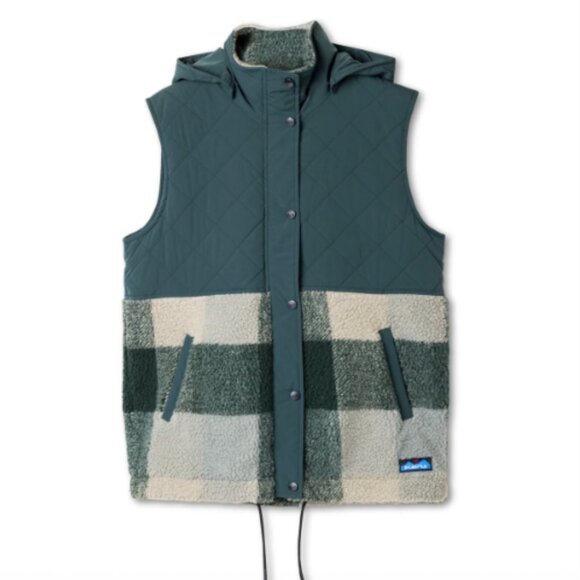 Kavu Jackets & Blazers - New Kavu Luna Peak Vest - women's large - plaid green hooded winter travel NWT